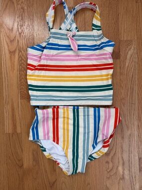 Hanna Andersson Rainbow Stripe Crossback Swim bikin - Pink Red Yellow Green Blue